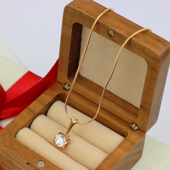 "Rose Gold Mini Pendant with Solitaire CZ – Elegant, XPPT1264 - Picture 11 of 13